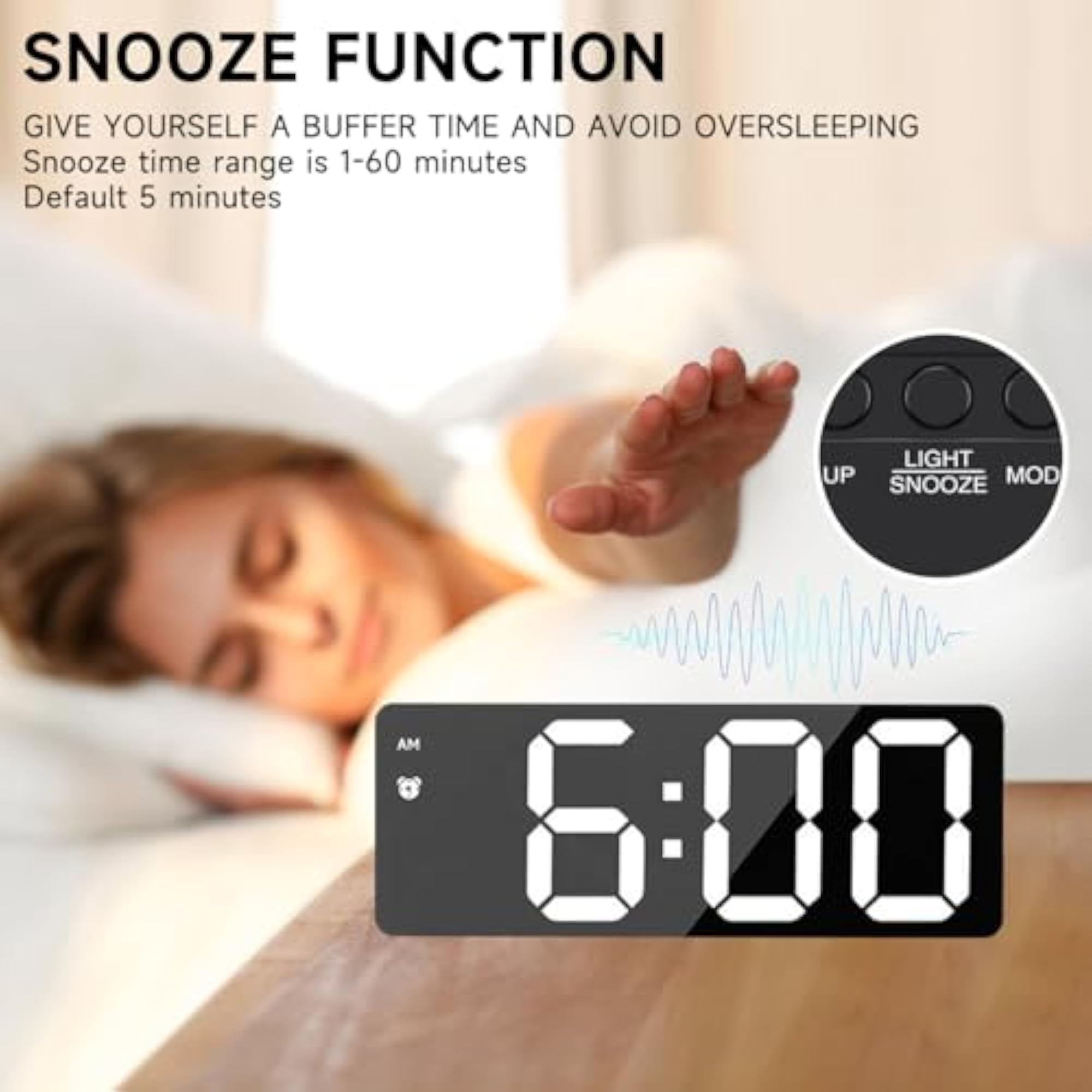 LED Travel Alarm Clock with Adjustable Brightness