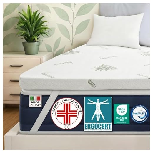 DOLCI SOGNI - Topper Memory Foam 160x190 Alto 5 cm - Correttore Materasso - Topper in Memory per Materasso Matrimoniale 160x190 Sfoderabile in Aloe Vera - Made in Italy