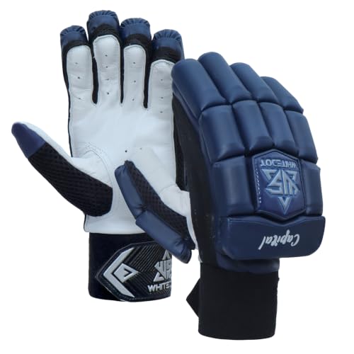 Image of WHITEDOT Sports Capital Cricket Batting Gloves||Suitable for Mens|Adult|Large Left Hand||Navy Blue, Leather