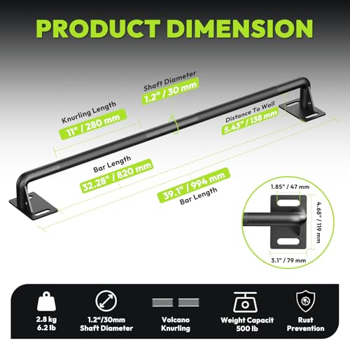 Image of HANDBODE Wall Mounted Pull Up Bar for Doorway, 52'' /36'' Chin Up Bar