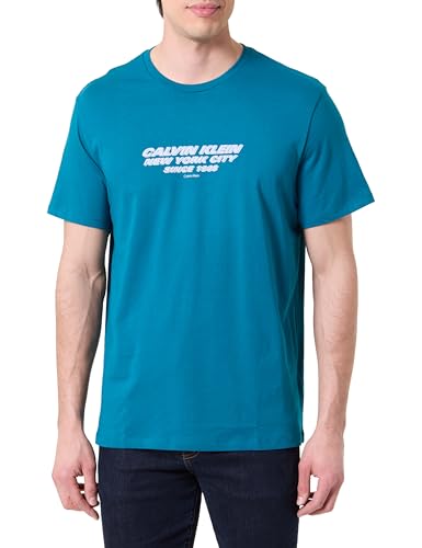 Calvin Klein SS 30S Whsl SP Cknyc Graphic tee Lv04Re834G Camisetas gráficas, Blue (Teal Marine), L para Hombre