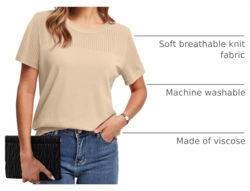 Image of WIHOLL Short Sleeve Sweater for Women Trendy Summer Tops 2026 Early Spring Fashion Business Casual Outfits