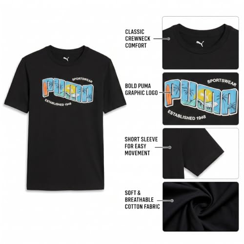 Image of PUMA Boys T-Shirts Athletic Crewneck Short Sleeve Tees (Sizes S-XL) | Soft Breathable Cotton Blend, Comfortable Casual Fit, Great for School, Play & Everyday Wear
