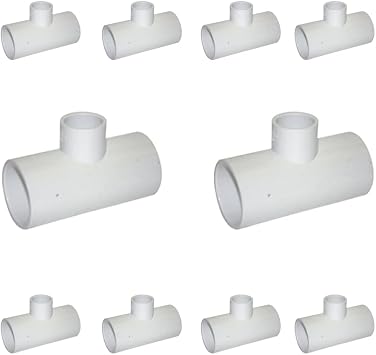 401 Series PVC Pipe Fitting - Reducing Tee - Schedule 40 White - 113/4 SOC x SOC x SOC / High-Flow Capacity/Plumbing, Irrigation, Pool, Spa, DIY Projects/NSF Certified 10 Pack