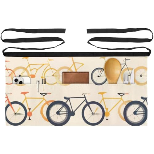 Demi-tablier pour cuisine et pâtisserie lot de 3 tabliers courts à motif vélo multicolore