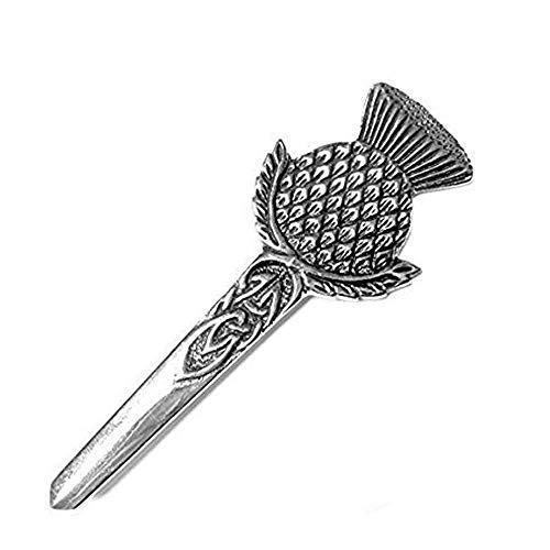 Tartancity Unisex Silver Round Emblem Thistle Scottish Kilt Pin Chrome Finish Highland Wear