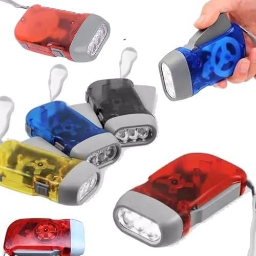 GüncelÇarşı Manyetolu Dinamolu Kendinden Şarjlı Pilsiz Krank El Feneri, Çok Amaçlı Doğa, Spor, Deprem, Acil Durum Işığı, Elle Basmalı Şarj Edilebilen - Renk Asorti (2 ADET) - Görsel 2