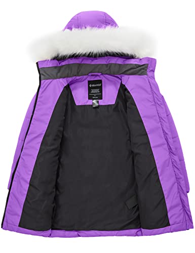 wantdo Girl's Winter Coat Waterproof Long Puffer Jacket Warm Parka with Faux Fur Hood3