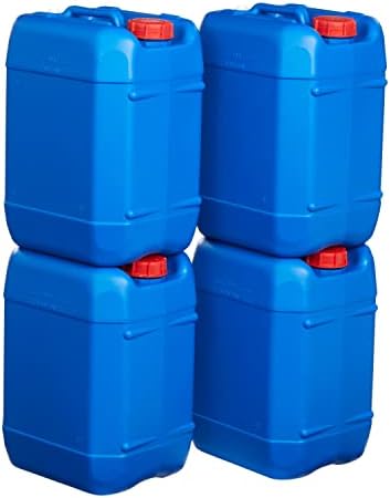 Hudson Exchange 5 Gallon (20 Liter) Handled Container with Cap, HDPE, Blue, 4 Pack