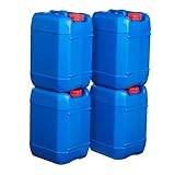 Hudson Exchange 5 Gallon (20 Liter) Handled Container with Cap, HDPE, Blue, 4 Pack