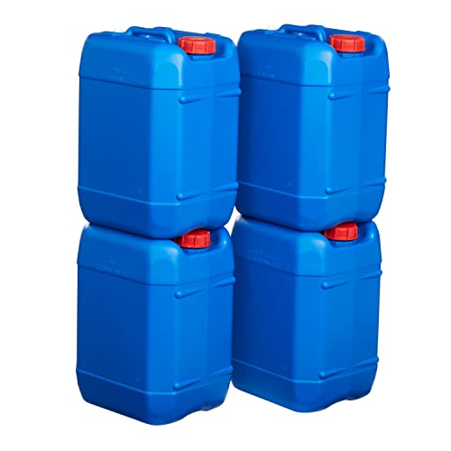 Hudson Exchange 5 Gallon (20 Liter) Handled Container with Cap, HDPE, Blue, 4 Pack