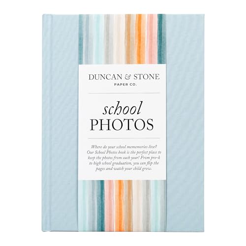 School Memory Book Prek-12 - Durable School Photo Book w/Photo Spaces Prompts & More - 70 Pages Kids Scrapbook for Easy Journaling(Sky Blue)