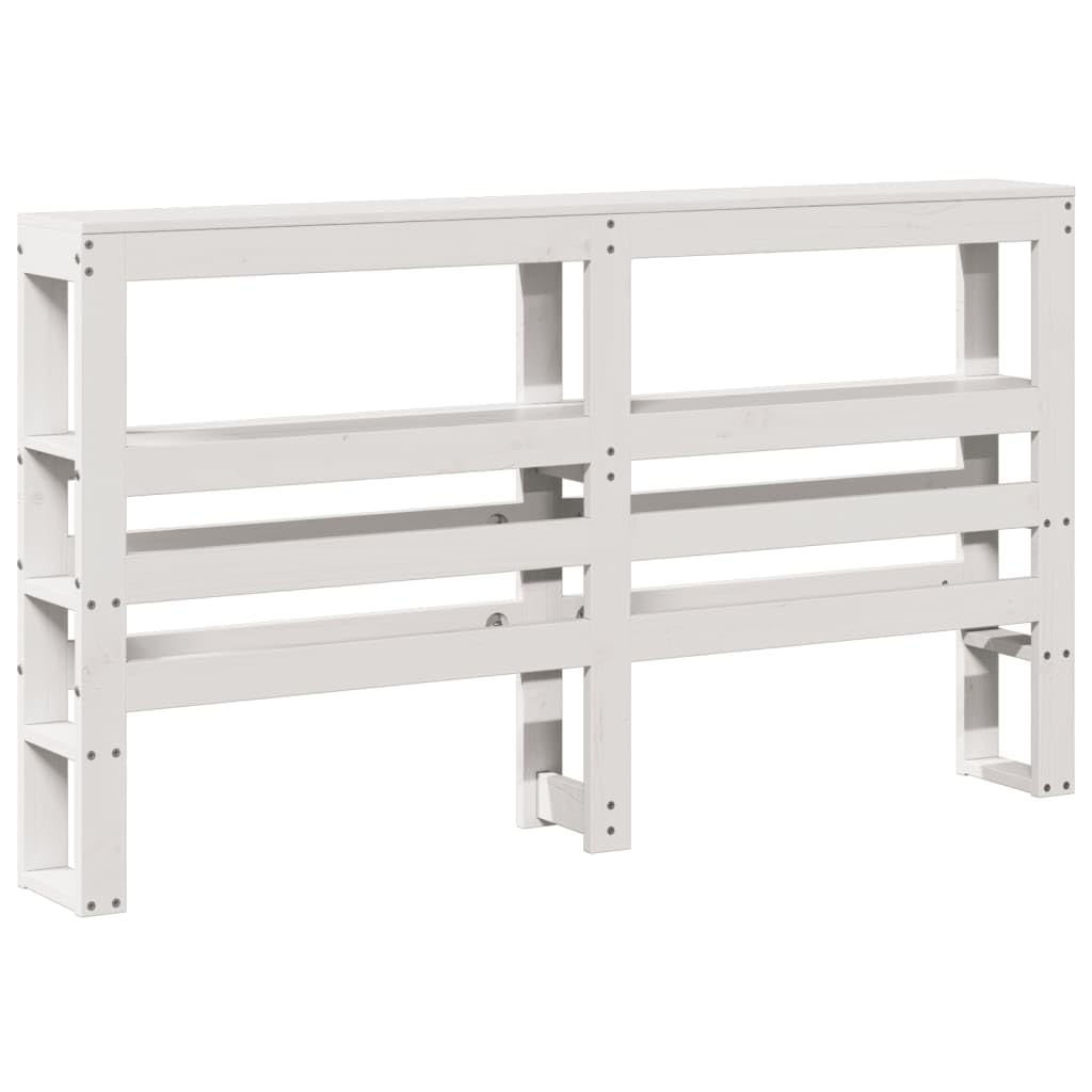 Cabecero de madera maciza con estantes color blanco de 135 cm, diseño moderno, para dormitorio, habitación juvenil, espacios pequeños
