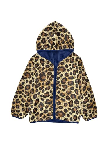 Leopard Animal Skin Texture Girls Fleece Jacket Girls Fall Jacket Boys Coats Zip Up Hoodie Children Outerwear 2-10T