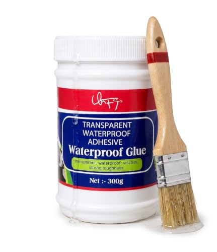 Image of Crack Seal Glue 300gm with Brush Transparent Waterproof Resin Epoxy for Roof Leakage Crack Seal Agent Roof Water Leakage Solution Water Proof Glue for Waterproofing (300 GM)