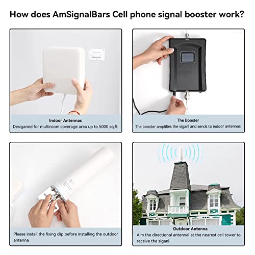 Amsignalbars Cell Phone Booster For Home And Office,Up To 5,000Sq Ft,Cell Phone Signal Booster Kit,Boost 5G 4G Lte Data For Verizon At&T T-Mobile And All U.s. Carriers, Fcc Approved #TOP4