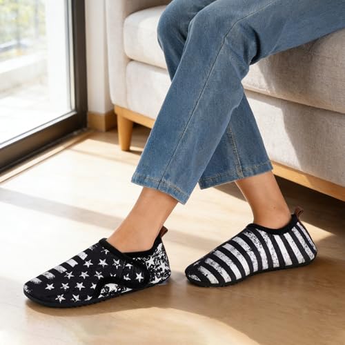 Image of Ibeauti Women Mens House Slippers Lightweight Comfy Barefoot Slipper Socks Rubber Sole House Shoes for Indoor /Outdoor Bedroom Travel