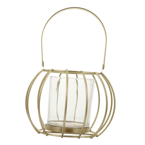 1 Pc Wrought Iron Candlestick Metal Tea Light Candlestick Castle Candle Holders Indoor Lanterns Decorative Terrarium Decorative Candle Holder Hollow Out Storage Basket Glass