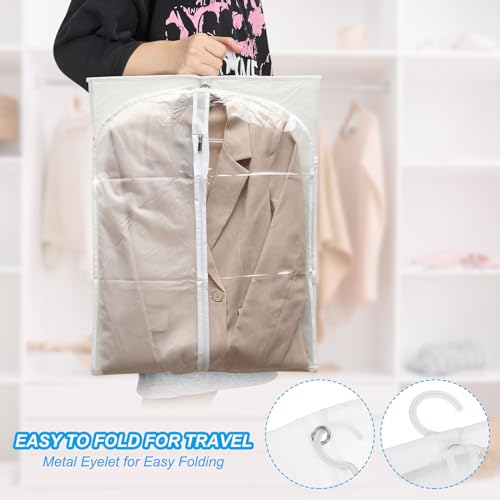 PATIKIL Garment Bags for Dance Costumes, 40x20 Inch Hanging Garment Bag with 4 Pockets Name Tag for Dancing Skating, Clear4