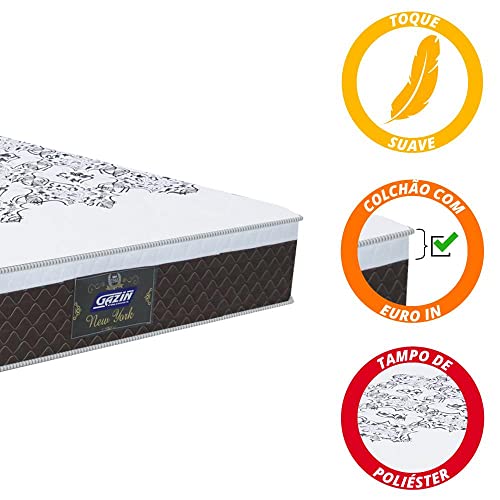 Cama Box Casal Colchão Molas Ensacadas com Euro IN New York Marrom/Branco 138x188x64cm