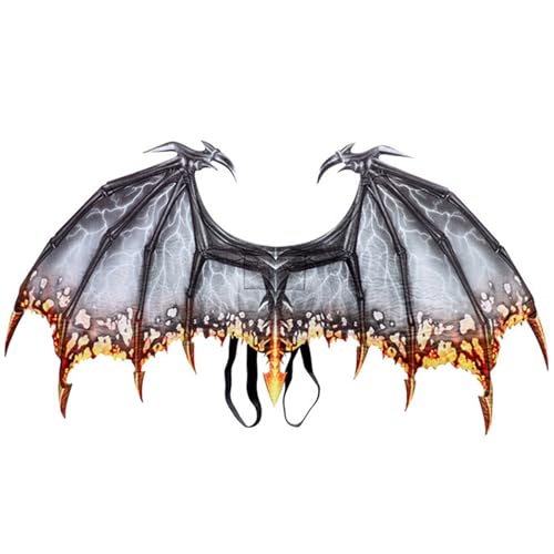 Aile de dragon avec os de feu et plumes légères pour déguisement d'Halloween