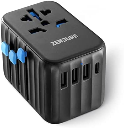 Zendure Universal Travel Adapter 61W PD Fast Charger One International Wall Charger AC Plug Adaptor Worldwide Power Charger All in One Compatible with MacBook Pro Laptops iPad iPhone More Black