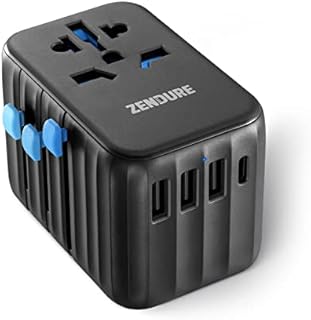 Zendure Universal Travel Adapter 61W PD Fast Charger One International Wall Charger AC Plug Adaptor Worldwide Power Charger All in One Compatible with MacBook Pro Laptops iPad iPhone More Black