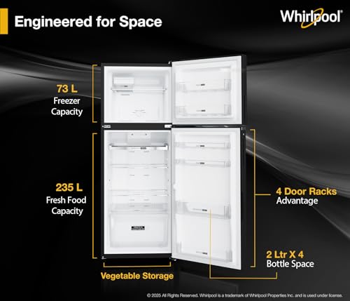 Image of Whirlpool 308 L 3 Star Convertible Frost Free inverter Double Door Refrigerator (IF INV 355 OMEGA BLACK(3S) CONV-Y, 2026 Model)
