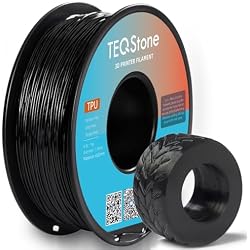 TEQStone TPU Filament 1.75mm Black 1Kg Spool 95A Flexible Soft 3D Printer Filament Consistent Diameter +/-0.03mm in Vacuum Package