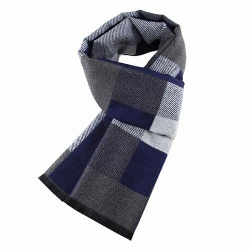 MAKFORT Sciarpa invernale da uomo, calda, spessa, classica, moderna, in cashmere, 180 x 30 cm, grigio blu, 180*30 cm