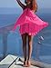 SOLY HUX Women's Halter Neck Sleeveless Bow Tie Backless Flowy Mini Dress Beach Vacation Clothes Hot Pink X-Small