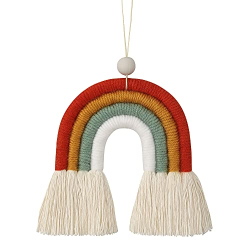 Image of BOHO GARDEN Macrame Bohemian Rainbow Charm - Essential Oil Diffuser for Cars, Baby Nursery, Children's Bedroom & Home Decor- Colorful Decorative Hanging Air Freshener & Accessories - 3.5x4 - Sunset