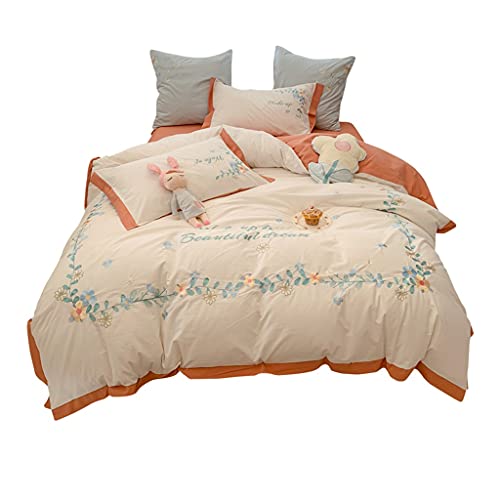 Parure de lit printemps automne en coton lavé pour literie de 2m