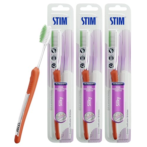 STIM Silky | Ultra soft toothbrush | Extra gentle bristles | Cleans along the gum line | Cleans till 3rd Molar - Pack of 3