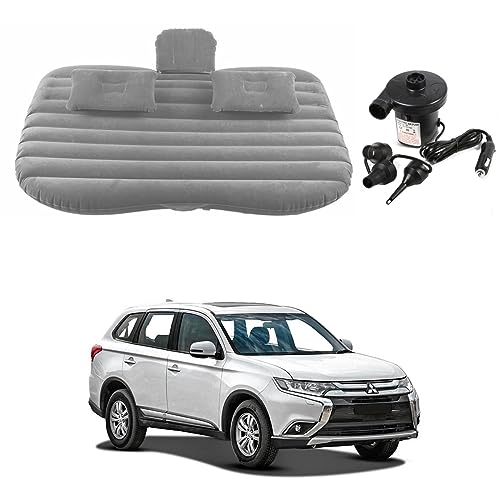 Image of Oshotto Multifunctional Car Travel Bed Mattress with Two Air Pillows, Car Air Pump Compatible with Mitsubishi Outlander (Grey)