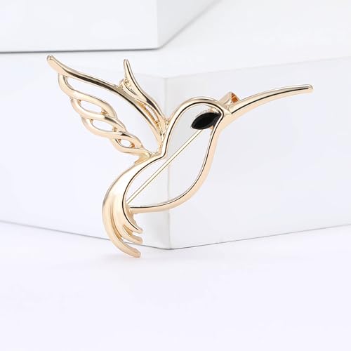 Image of Fashionable Rhinestone Hollow Hummingbird Brooch for Women Animal Pin Dress Suit Pin Accessories Party Banquet Gift