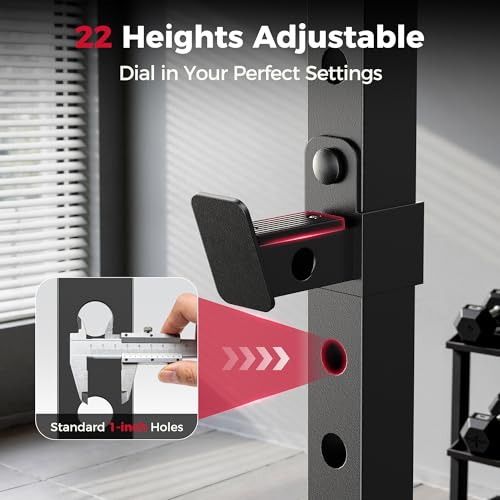 Image of FLYBIRD SR1 Squat Rack, Adjustable Power Rack for 6FT /7FT Barbells | Squat Rack for Home Gyms with Pull-Up Bar,22 Adjustment Positions, J-Hooks and Safety Spotter Arms w / 110 /180LBS Home Package