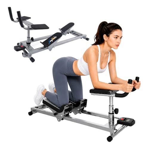 Magicdo Crawling Workout Machine with Digital Counter Spine Twist Stretch Trainer for Full Body Exercise Low Impact Core Training Equipment with Adjustable Knee Support for Home Gym