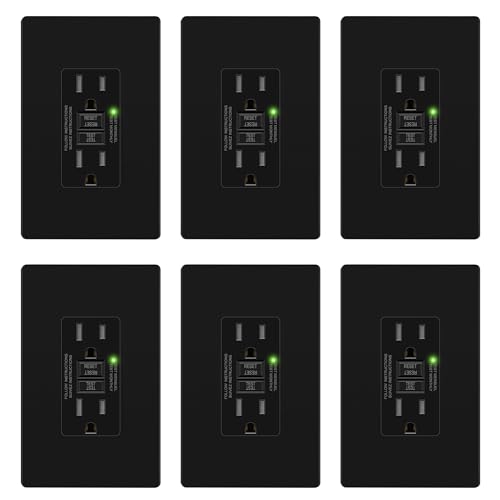 Image of LIDER GFCI Outlet 15Amp, GFCI Receptacle, ETL Listed, Matte Black, 6-Pack