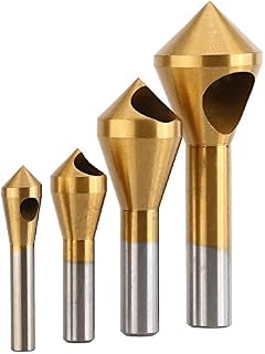 Gimiton 4 Pcs Countersink Chamfer Deburring Tool Hss Titanium Coated Hole Deburring Tool