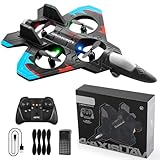 Mineup Avion Télécommandé, 2,4 GHz Avion RC avec LED, Avio Radiocommandé pour 14 Ans+, Planeur Volant Jouet pour Enfants Adult Anniversaire Noël Fête Cadeaux