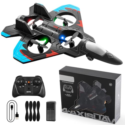 Mineup Avion Télécommandé, 2,4 GHz Avion RC avec LED, Avio Radiocommandé pour 14 Ans+, Planeur Volant Jouet pour Enfants Adult Anniversaire Noël Fête Cadeaux