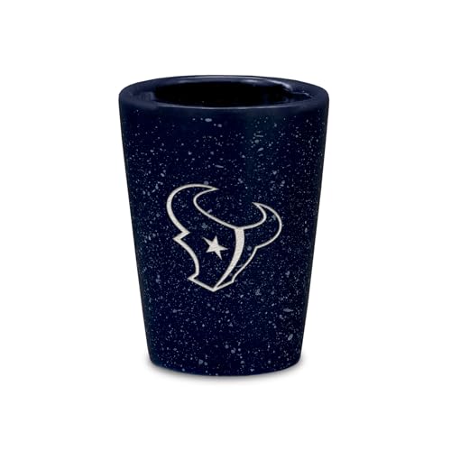 Rico Industries NFL Football Houston Texans 2oz Ceramic Shot Glass for Fans, Laser Engraved In Team Color Single Shot Glass