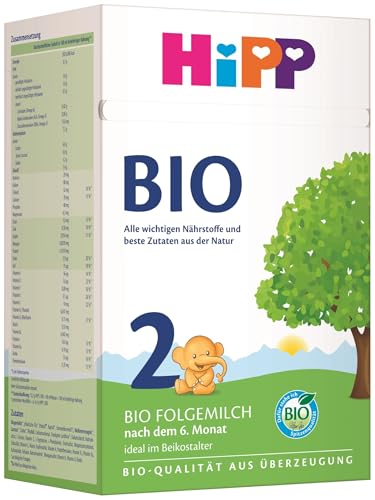 HiPP 2 Bio Folgemilch (4 x 600g), nach dem 6. Monat, mit Omega-3 (DHA, ALA), Calcium und milder Bio-Stärke, in bester Bio-Qualität