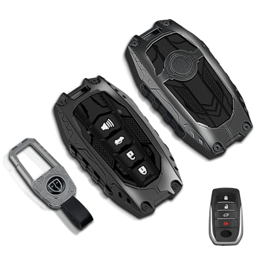 MILD EAST Heavy Metal Key Fob Cover for Toyota, Zinc Alloy Full Protection Car Key Case fits for 2022 2023 2024 2025 Land Cruiser Highlander Corolla Cross Tundra Venza Hilux Camry Sienna (Gunmetal)