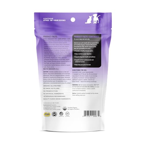 Om Mushroom Matrix Pet - Canine | Healthy Pet | USA Grown Human-Grade Organic Mushroom Powder Pet Supplement | Daily Functional Immune Support for Dogs & Cats | 100 Grams, 3.5 oz - Thumbnail 2