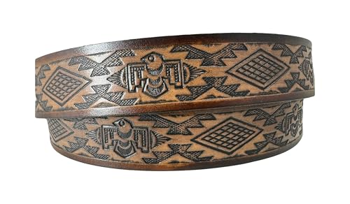 Native Design Handmade Mens Leather Belt Buffalo Indian Head Nickle Buckle Cocoa Brown4