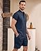 YTD Men's 2 Pieces Shirt Sets Short Sleeve Casual Henley Shirts Shorts Sets Summer Fashion Beach Outfits XXL Navy