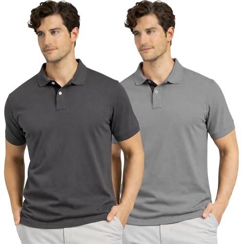 Image of Men's Premium Cotton Pique Polo T-Shirt, Classic Fit Short Sleeve Casual Summer Shirt, Soft & Breathable Fashion Polo