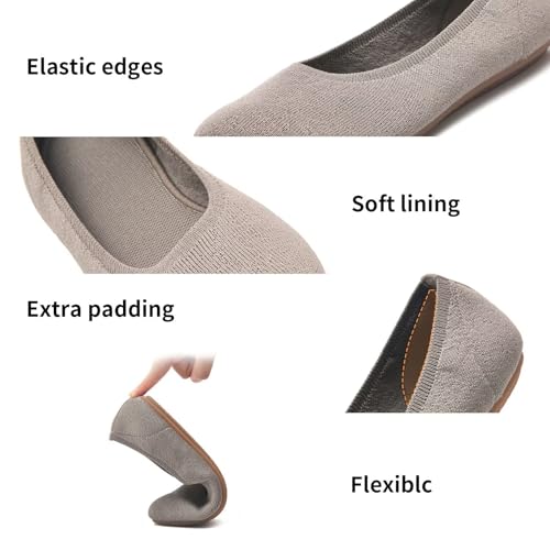 Image of Puxowe Women's Ballet Flats Breathable Knit Slip On Comfortable Round Toe Walking Shoes with Arch Support Insole for Work